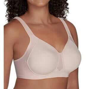 VANITY FAIR 38D Sports Bra Convertible Full Figure Wireless Beige 71500 Wicking